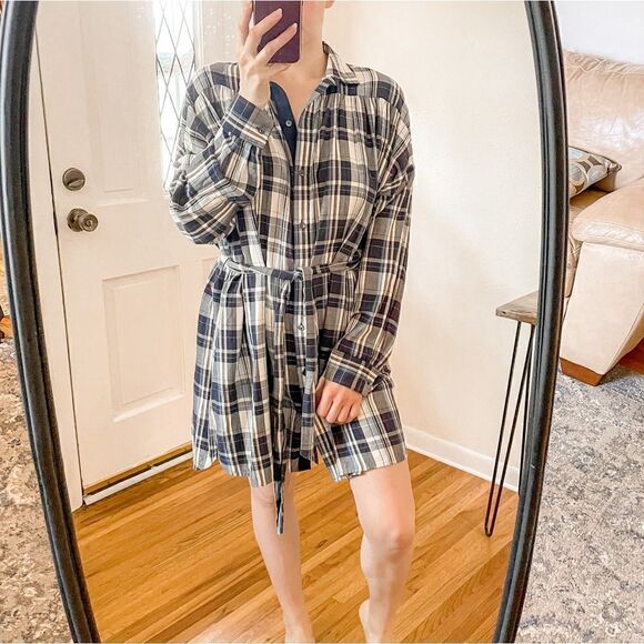 ATM Anthony Thomas Melillo Plaid Shirt Dress L - Picture 9 of 9